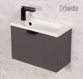 Szafka łazienkowa wisząca z umywalką szary mat 50 cm Fresco Gante