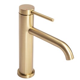 Złota szczotkowana bateria umywalkowa niska Clif Rea