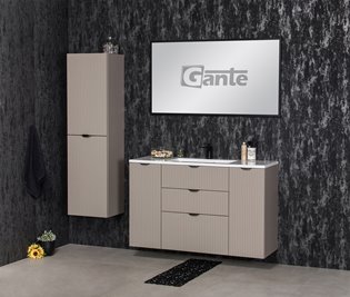 Szafka łazienkowa z lamelami wisząca z umywalką 120 cm 39/3 Victa Lamello kolor fume mat