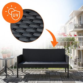 Zestaw mebli ogrodowych z technorattanu sofa, stół, krzesła, pufy Manas zdjęcie 16