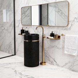 Umywalka wolnostojąca ceramiczna okrągła czarna 86x40 cm SCOT1-BL-WOF-860