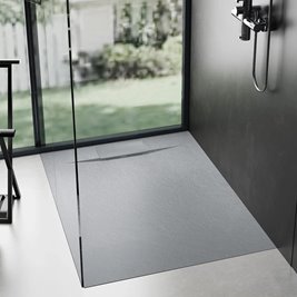 Brodzik kwadratowy szary struktura kamienia smc 90x90 Bazalt Grey Rea