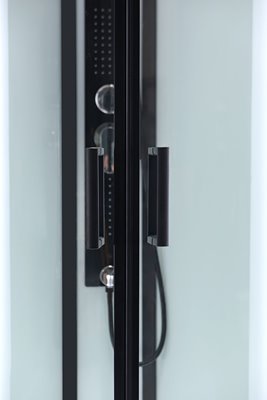 Biała kabina prysznicowa zabudowana 4 ściany na niskim brodziku 90x90 MO-0307