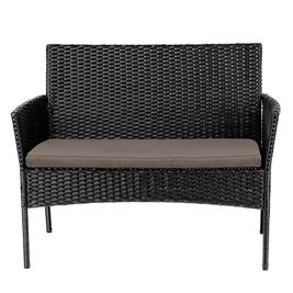 Zestaw mebli ogrodowych z technorattanu stół, sofa, krzesła dla 4 osób Luiza czarny