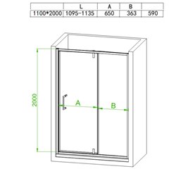 Czarne drzwi prysznicowe uchylne do wnęki 110 cm SH08D