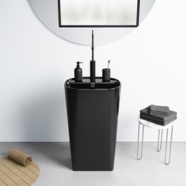 Umywalka wolnostojąca ceramiczna owalna czarny połysk 49x37x83 cm CLARO-BL-490