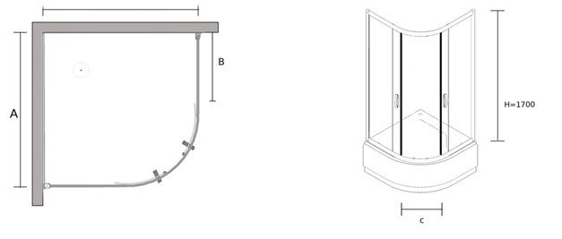 Kabina prysznicowa półokrągła niska 80x80 szkło mleczne