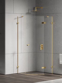 Złota kabina prysznicowa pięciokątna prawa 90x90 EXK-4835 Eventa Gold Shine New Trendy
