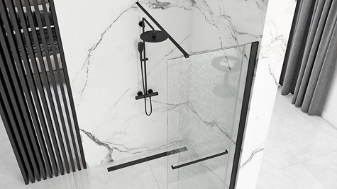 Czarna ścianka prysznicowa rozsuwana 120 cm Cortis Black Rea