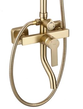 Złoty szczotkowany zestaw prysznicowy z wylewką Argus Rea Gold Brush