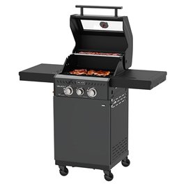 Grill gazowy ZEUS-A kolor czarny ruszt żeliwny moc 8,5 kW + pokrowiec + palnik boczny