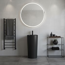 Umywalka wolnostojąca ceramiczna owalna czarny mat 85x40 cm LINO-MTB-400