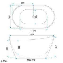 Wanna wolnostojąca 170 cm Lusso Slim Rea zdjęcie 12