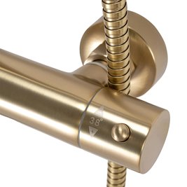 Złoty szczotkowany zestaw prysznicowy termostatem Parot Rea Gold Brush