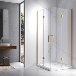 Złota szczotkowana kabina prysznicowa kwadratowa drzwi składane 80x80 ZES-KZ08B-GL-BR-80