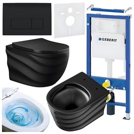 Zestaw podtynkowy stelaż GEBERIT DUOFIX + miska SKAL-MTB-RIM-01 + przycisk DELTA 50 czarny połysk