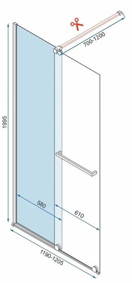 Czarna ścianka prysznicowa rozsuwana 120 cm Cortis Black Rea