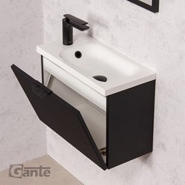 Szafka łazienkowa wisząca z umywalką czarny mat 50 cm Fresco Gante