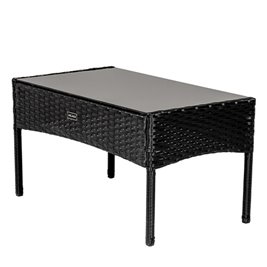 Zestaw mebli ogrodowych z technorattanu stół, sofa, krzesła dla 4 osób Luiza czarny