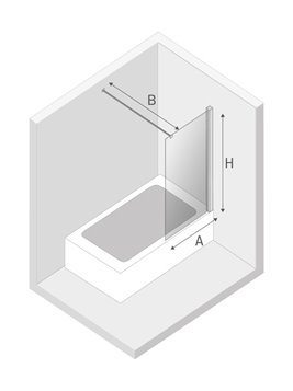 Parawan wannowy 80x150 wspornik prosty 80x150 EXK-0254-WP Eventa New Trendy