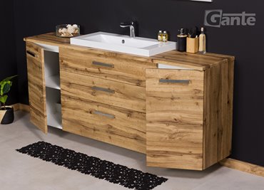 Szafka wisząca z umywalką kolor dąb naturalny 180 cm 180/39/C3 seria Fokus NE