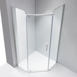 Biała kabina prysznicowa pięciokątna 80x80 drzwi uchylne KZ91A