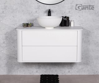 Szafka łazienkowa wisząca LILIA SMOOTH 100 cm biały mat z umywalką Gante