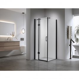 Czarna kabina prysznicowa 80x80 kwadratowa drzwi uchylne KZ1390BA