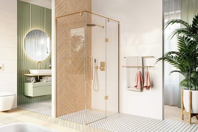 Złota prostokątna kabina prysznicowa 100x80 cm BK248T08/10ZP Fresh Line Prawa