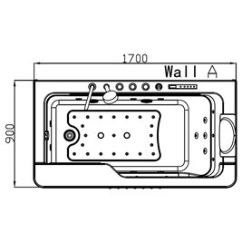 Wanna z hydromasażem prostokątna 170x90 cm Nevada-BL 912