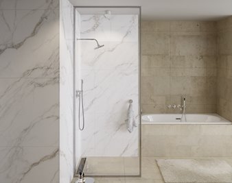 Ścianka prysznicowa w kolorze chrom wspornik sufitowy 110 cm Icon Besco