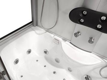 Biała prostokątna kabino wanna z hydromasażem + sauna 145x85 cm MO-09944A-145BS