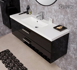 Czarna szafka wisząca z umywalką 120 cm Clever seria Fokus C