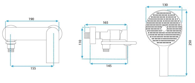 Bateria wannowa natynkowa złota szczotkowana Rea Veneta