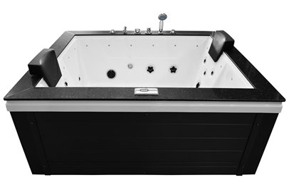 Czarna prostokątna wanna z hydromasażem 180x150 cm MUS-1089C