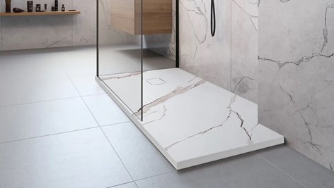 Brodzik prostokątny biały struktura kamienia smc 120x90 Magnum Carrara White Rea