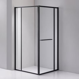 Czarna prostokątna kabina prysznicowa Kira 90x80 drzwi rozsuwane do wewnątrz
