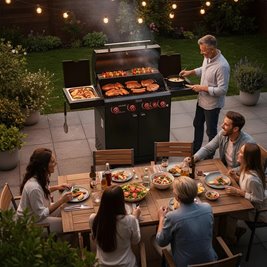 Grill gazowy ZEUS-C kolor czarny ruszt żeliwny moc 14,5 kW + pokrowiec + palnik boczny + LED zdjęcie 23