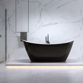 Wanna wolnostojąca czarno biała czarny przelew oraz korek 150 cm Rica Hydrosan