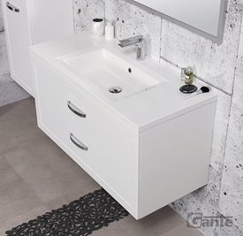 Biała matowa szafka łazienkowa wisząca z umywalką 100 cm 46/2 Meiva