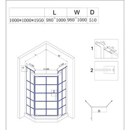 Czarna kabina prysznicowa pięciokątna 100x100 drzwi uchylne szprosy BS06C