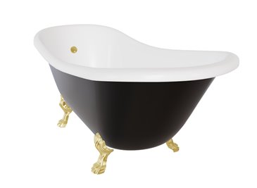Czarno-biała wanna wolnostojąca 160 nogi złote Otylia B&W Besco WKO-160-BWG