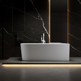 Wanna przyścienna biały przelew oraz korek narożna prawa 140 cm Mera Hydrosan