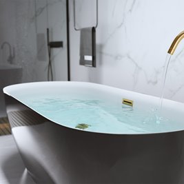 Wanna wolnostojąca czarno-biała złoty korek oraz przelew 150 cm Cesana Hydrosan
