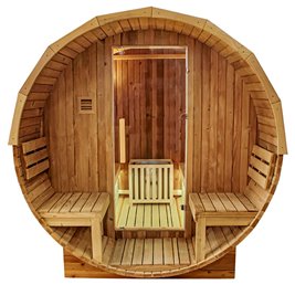 Sauna fińska ogrodowa zewnętrzna beczka 6 osobowa 210x210 Tromso