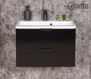 Szafka łazienkowa z umywalką wisząca szklane fronty czarny mat 60 cm Bravia Gante