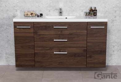 Szafka łazienkowa wisząca z umywalką 140 cm 39/3 Fokus kolor orzech