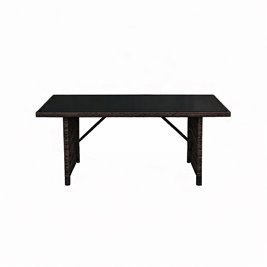 Zestaw mebli ogrodowych z technorattanu narożnik, stół, pufy Toledo brąz zdjęcie 7