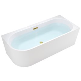 Wanna przyścienna złoty szczotkowany przelew oraz korek narożna prawa 140 cm Mera Hydrosan