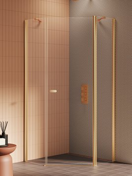 Złota kabina prysznicowa pięciokątna 80x80 K-3581 New Soleo Gold Brushed New Trendy